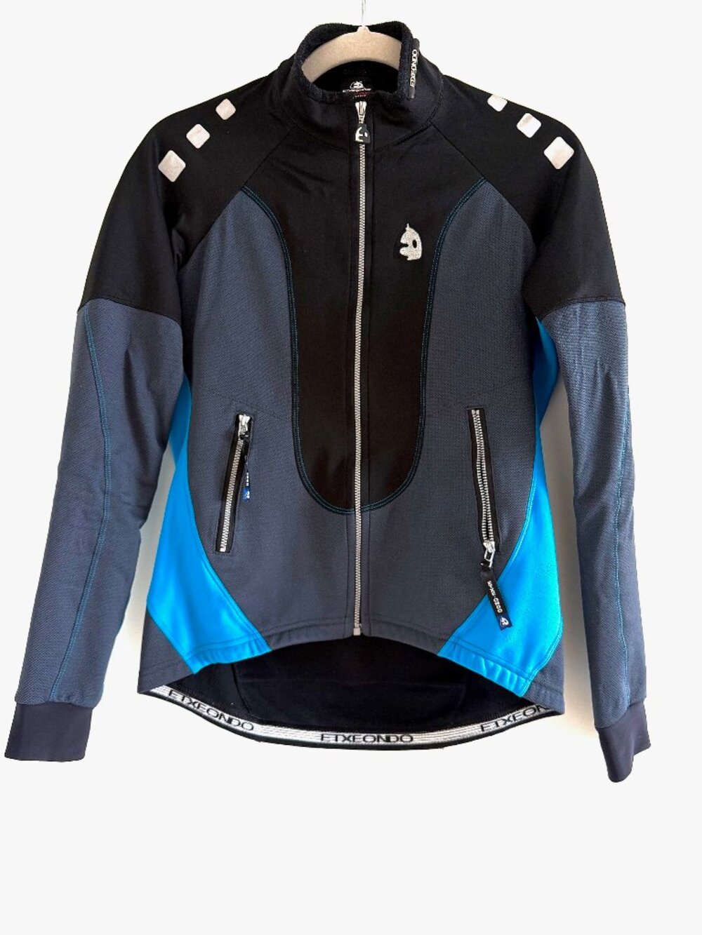 Etxeondo Performance Cycling Jacket Black/Grey/Blue Size Medium